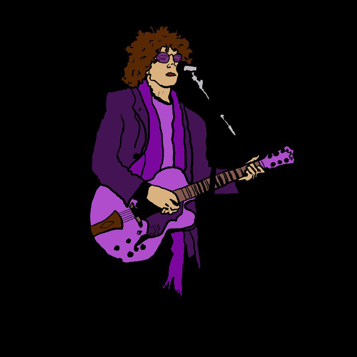 tekening van een muzikant met een gitaar