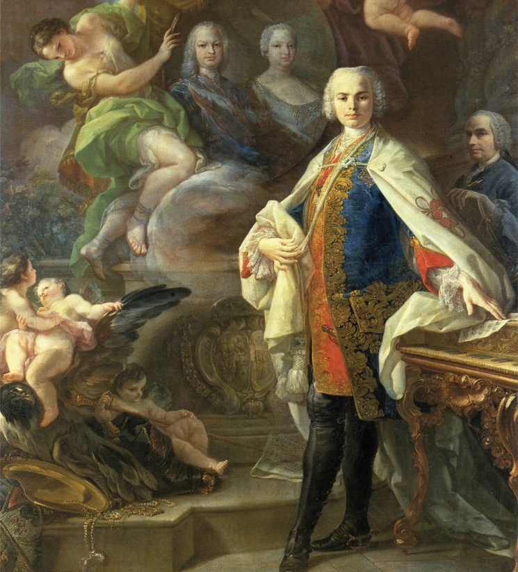 Roccoco schilderij van Carlo Broschi / Farinelli
