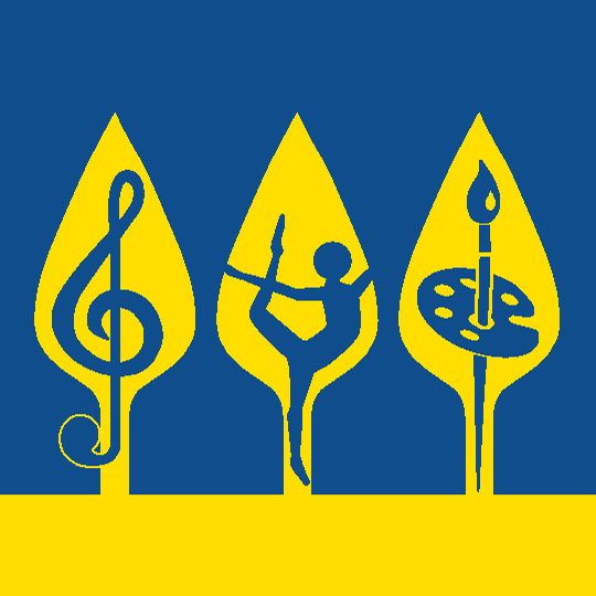 Logo van het Gele Huis in Princenhage met drie gele boompjes