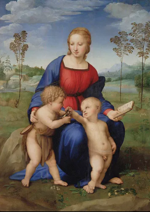 Schilderij van Maria met twee jongetjes.