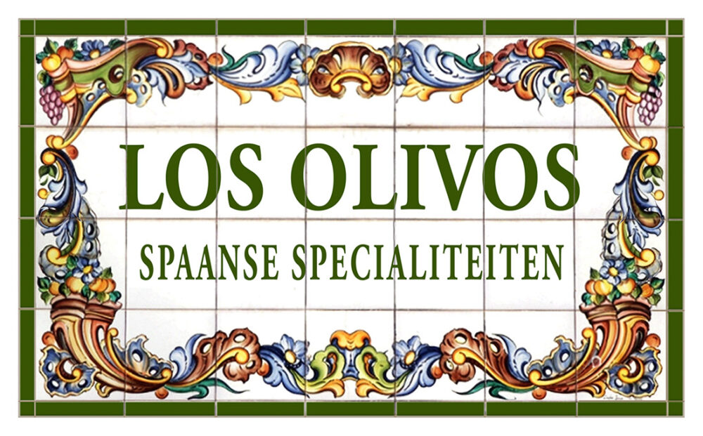 Logo van Los Olivos op spaanse tegels.