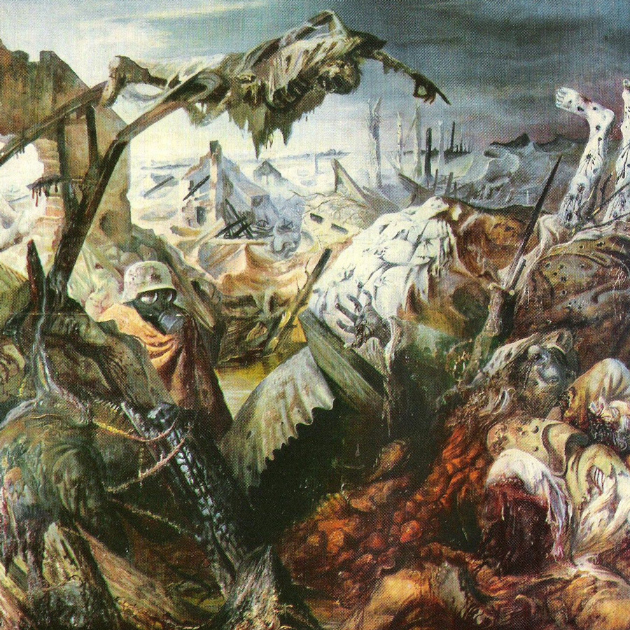 Schilderij van Otto Dix. Gemaakt van de verschrikkingen in de loopgraven tijdens de Eerste Wereldoorloh