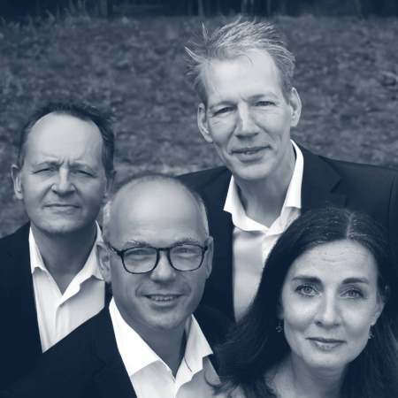 Vier leden van jazzformatie fluide: Catelijne Bach, Ferdinand Schmutzer Bob van Etten, Jeroen Mathijssen